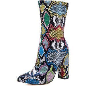 ⚡Women's Boots Chunky Heels Pointed Toe Ankle Bootie High Heeled Winter Boots